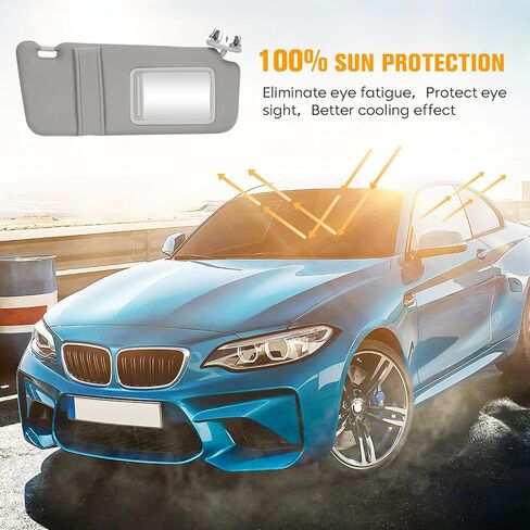 Left Driver Side Sun Visor Gray with Sunroof fit for Toyota Camry 2007 2008 2009 2010 2011, Replaces 74320-06800-B0 in Saudi Arabia
