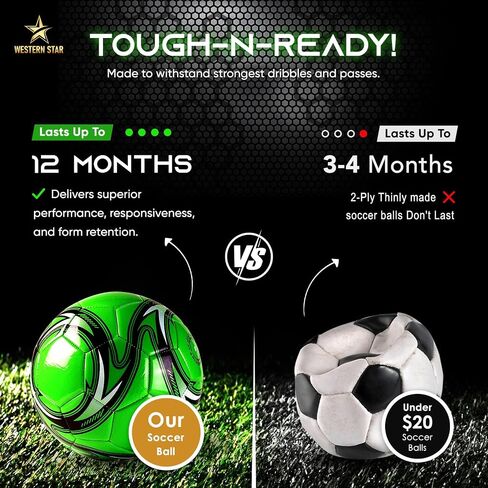 Western Star Soccer Ball Size 3 & Size 4 & Size 5 - Official Match Weight - 5 Colors - Youth & Adult Soccer Players - Helix - Attractive and Durable Design in Saudi Arabia