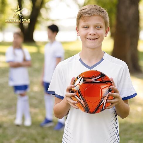 Western Star Soccer Ball Size 3 & Size 4 & Size 5 - Official Match Weight - 5 Colors - Youth & Adult Soccer Players - Helix - Attractive and Durable Design in Saudi Arabia