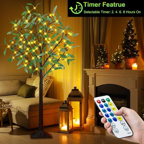 4FT 60 LED Lighted Olive Tree - Olive Trees Artificial Indoor with 6 Branches, 12 Fruits 120 Leaves, Remote 8 Flashing Modes, Timing, DC 5V Safe, Faux Olive Tree for Outdoor Party Home Decorations in Saudi Arabia