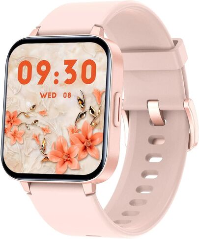 ساعة RUIMEN الذكية للنساء والرجال IP68 مقاومة للماء مع مراقب معدل ضربات القلب والأكسجين في الدم، مراقب النوم والسعرات الحرارية، ساعة إيقاف، عداد الخطى 1.69 بوصة شاشة تعمل باللمس لتتبع اللياقة البدنية لنظام iOS Android (وردي) in Kuwait