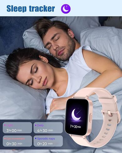 ساعة RUIMEN الذكية للنساء والرجال IP68 مقاومة للماء مع مراقب معدل ضربات القلب والأكسجين في الدم، مراقب النوم والسعرات الحرارية، ساعة إيقاف، عداد الخطى 1.69 بوصة شاشة تعمل باللمس لتتبع اللياقة البدنية لنظام iOS Android (وردي) in Kuwait