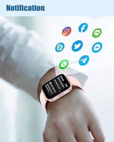 ساعة RUIMEN الذكية للنساء والرجال IP68 مقاومة للماء مع مراقب معدل ضربات القلب والأكسجين في الدم، مراقب النوم والسعرات الحرارية، ساعة إيقاف، عداد الخطى 1.69 بوصة شاشة تعمل باللمس لتتبع اللياقة البدنية لنظام iOS Android (وردي) in Kuwait