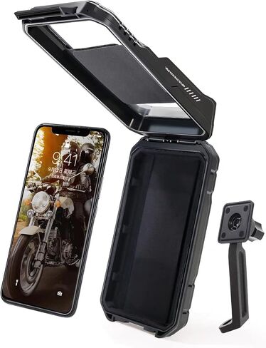 حامل هاتف للدراجة النارية من WILD MAN، حامل هاتف للدراجة النارية مقاوم للماء، حامل للهاتف الخلوي، حامل للهاتف يدور 360 درجة للهواتف الذكية 5.5 بوصة - 6.7 بوصة (أسود) in Kuwait