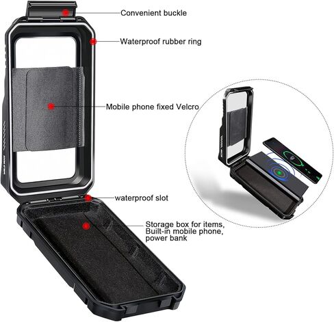 حامل هاتف للدراجة النارية من WILD MAN، حامل هاتف للدراجة النارية مقاوم للماء، حامل للهاتف الخلوي، حامل للهاتف يدور 360 درجة للهواتف الذكية 5.5 بوصة - 6.7 بوصة (أسود) in Kuwait