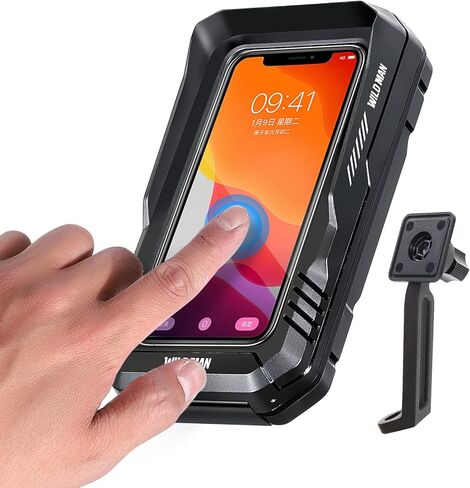 حامل هاتف للدراجة النارية من WILD MAN، حامل هاتف للدراجة النارية مقاوم للماء، حامل للهاتف الخلوي، حامل للهاتف يدور 360 درجة للهواتف الذكية 5.5 بوصة - 6.7 بوصة (أسود) in Kuwait