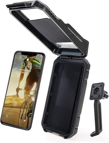 حامل هاتف للدراجة النارية من WILD MAN، حامل هاتف للدراجة النارية مقاوم للماء، حامل للهاتف الخلوي، حامل للهاتف يدور 360 درجة للهواتف الذكية 5.5 بوصة - 6.7 بوصة (أسود) in Kuwait