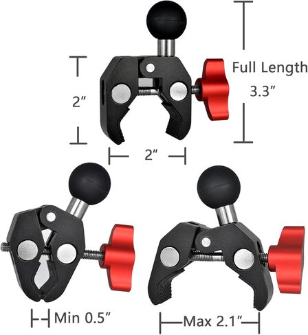 قاعدة تثبيت بمشبك مقود الدراجة النارية من الألومنيوم Aolly مع كرة TPU 1 بوصة للقضبان بقطر 0.5 بوصة إلى 2 بوصة، متوافقة مع حامل الكرة بحجم RAM B وأنظمة الكرة 1 بوصة وذراع المقبس المزدوج in Kuwait