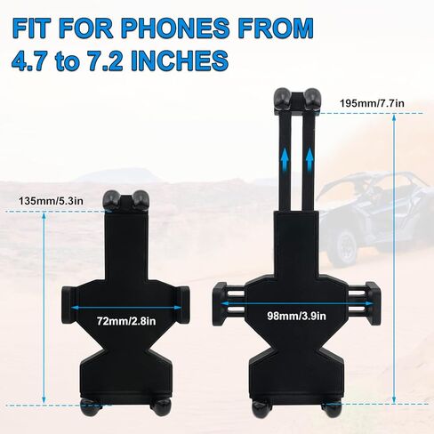 حامل هاتف UTV يدور 360 درجة لشريط لف 1.75 بوصة - 2 بوصة متوافق مع UTV SXS Polaris RZR 900 1000 XP Can-am Maverick X3 - للهواتف من 4.7 إلى 7.2 بوصة in Kuwait