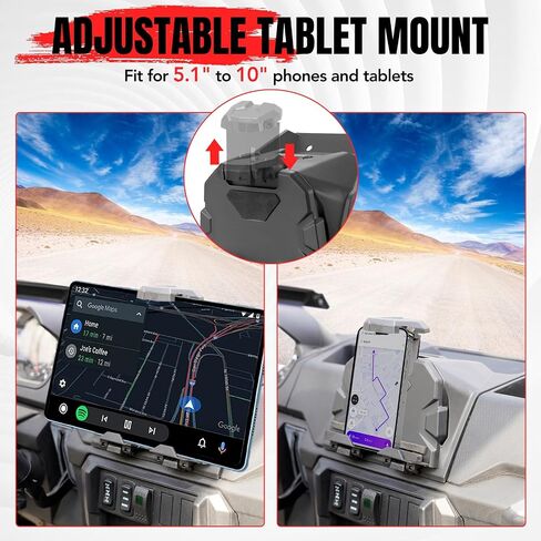 A & UTV PRO Electronic Device Tablet Holder, Phone Ipad GPS Holder Mounts with Storage Box Organizer Tray for 2018-2024 Polaris Ranger XP 1000 Crew Diesel Accessories,1PC in Saudi Arabia
