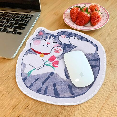 Cat and Flower Mouse Pad Original Design，Cute Mouse pad，Cat Mouse pad，Non-Slip Mouse Pads for Desk，Perfect Match for Laptop and Desktop(Colorful). in Saudi Arabia