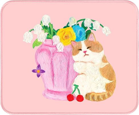 Cat and Flower Mouse Pad Original Design，Cute Mouse pad，Cat Mouse pad，Non-Slip Mouse Pads for Desk，Perfect Match for Laptop and Desktop(Colorful). in Saudi Arabia
