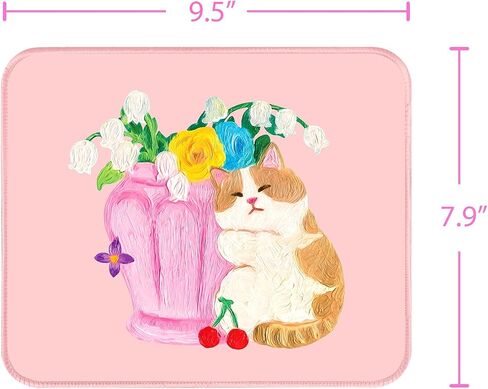 Cat and Flower Mouse Pad Original Design，Cute Mouse pad，Cat Mouse pad，Non-Slip Mouse Pads for Desk，Perfect Match for Laptop and Desktop(Colorful). in Saudi Arabia