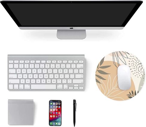 Mouse Pad, Non-Slip Rubber Base Mousepad with Stitched Edge, Gaming Round Mouse Pads, Waterproof Office Mouse Pad, Small Size 7.87 x 7.87 Inch (Pink Blue Art) in Saudi Arabia