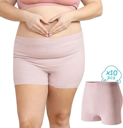 10 قطع ملابس داخلية للاستعمال مرة واحدة بتدفق الهواء بعد الولادة، ملابس داخلية على شكل حرف C للنساء، أساسيات التعافي بعد الولادة، فائقة التهوية وناعمة، خصر مرتفع، قابلة للتمدد لتغطية كاملة، خالية من اللاتكس in Kuwait