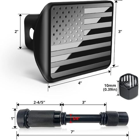 American Flag Metal Trailer Hitch Cover for 2 Inch Receivers, with 5/8 Inch Pin Diameter Trailer Hitch Lock-US Patriotic (with American Flag Valve Stem Cap) in Saudi Arabia