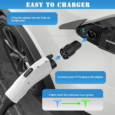 J1772 إلى محول تسلا 80AMP /240V AC تسلا نموذج J1772 مهايئ شاحن تسلا شاحن المحمول مع شحن سريع تسلا نموذج 3/Y/X/S محول in Kuwait