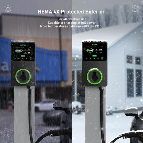 Autel Home Smart Electric Vehicle (EV) Charger, 50 Amp Level 2 Wi-Fi and Bluetooth Enabled EVSE 4G Touch Screen, with in-Body Holster and 25-Foot Cable Silver in Saudi Arabia