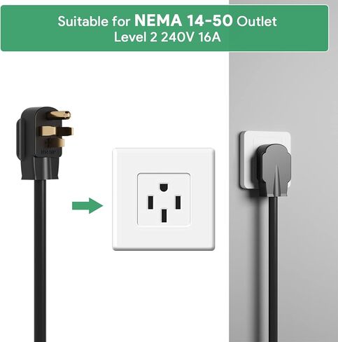 Skysword المستوى 2 شاحن EV، 240V 16A 25FT المحمولة EVSE، NEMA 14-50 التوصيل محطة شحن المركبات الكهربائية in Kuwait