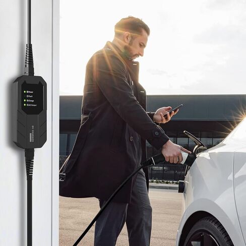 Skysword المستوى 2 شاحن EV، 240V 16A 25FT المحمولة EVSE، NEMA 14-50 التوصيل محطة شحن المركبات الكهربائية in Kuwait