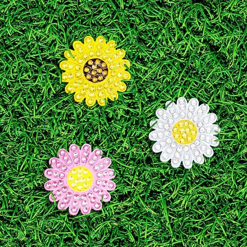 Sunflower Golf Ball Marker made with Austrian Crystals | Magnetic Hat Clip Included | Daisy Flower Accessory | Golf Gift for Mom | Golfing Gift for Any Age Golfer in Saudi Arabia
