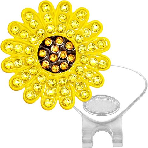 Sunflower Golf Ball Marker made with Austrian Crystals | Magnetic Hat Clip Included | Daisy Flower Accessory | Golf Gift for Mom | Golfing Gift for Any Age Golfer in Saudi Arabia