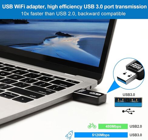 USB WiFi Adapter, 1300Mbps Dual Band 5G/2.4G Wireless Network Adapter USB WLAN Stick for PC, 802.11ac, Long Range WiFi for Windows Vista /7/8/8.1/1/10, Mac OS, Linux, Plug and Play in Kuwait