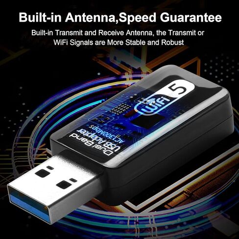 USB WiFi Adapter, 1300Mbps Dual Band 5G/2.4G Wireless Network Adapter USB WLAN Stick for PC, 802.11ac, Long Range WiFi for Windows Vista /7/8/8.1/1/10, Mac OS, Linux, Plug and Play in Kuwait