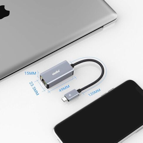محول USB C إلى إيثرنت، محول أتولا USB من النوع C إلى شبكة LAN RJ45 جيجابت إيثرنت، Thunderbolt 3 متوافق مع MacBook Pro وMacBook Air وiPad Pro وSurface وXPS والمزيد in Kuwait