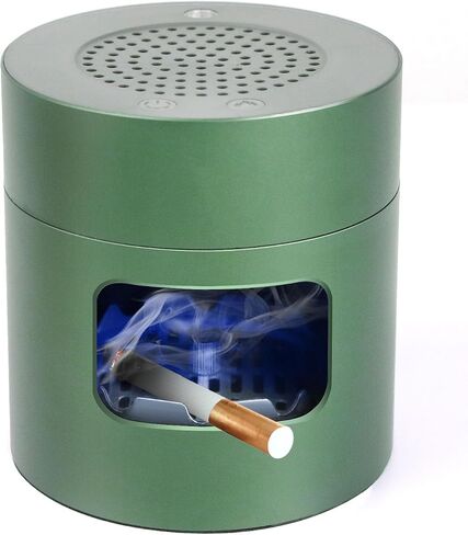 Smokeless Ashtrays Multifunctional Air Purifier for Cigarettes Indoor Outdoor, Ash Tray with Lighter USB Rechargeable Smokeless Ashtray for Home Office (Green) in Saudi Arabia