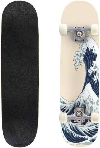 الكلاسيكية مقعرة لوح التزلج موجة ناقلات التوضيح اليابانية عزر اليابان الخلفية مرسومة باليد Longboard القيقب سطح السفينة المتطرفة الرياضة وفي الهواء الطلق ركلة مزدوجة خدعة للمبتدئين والمهنيين in Kuwait