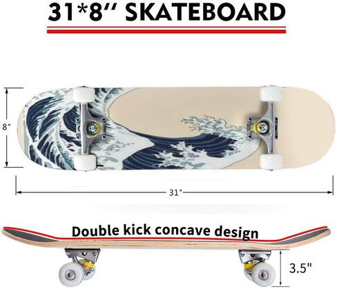 الكلاسيكية مقعرة لوح التزلج موجة ناقلات التوضيح اليابانية عزر اليابان الخلفية مرسومة باليد Longboard القيقب سطح السفينة المتطرفة الرياضة وفي الهواء الطلق ركلة مزدوجة خدعة للمبتدئين والمهنيين in Kuwait