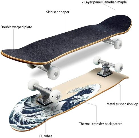 الكلاسيكية مقعرة لوح التزلج موجة ناقلات التوضيح اليابانية عزر اليابان الخلفية مرسومة باليد Longboard القيقب سطح السفينة المتطرفة الرياضة وفي الهواء الطلق ركلة مزدوجة خدعة للمبتدئين والمهنيين in Kuwait