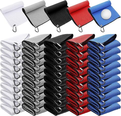 مجموعة مناشف الجولف من Batiyeer لحقائب الجولف مقاس 40.64 سم × 40.64 سم، منشفة جولف من الألياف الدقيقة مع مشبك على شكل وافل لحقائب الجولف، واللياقة البدنية، والتخييم، والمشي لمسافات طويلة، واليوجا in Kuwait