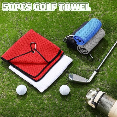 مجموعة مناشف الجولف من Batiyeer لحقائب الجولف مقاس 40.64 سم × 40.64 سم، منشفة جولف من الألياف الدقيقة مع مشبك على شكل وافل لحقائب الجولف، واللياقة البدنية، والتخييم، والمشي لمسافات طويلة، واليوجا in Kuwait