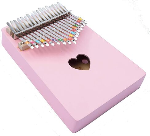 بيانو الإبهام 17 مفتاحًا Mbira African Finger Piano Kalimba يتضمن ملصقات مفاتيح هدايا للأطفال خشبية (وردية) أداة موسيقية محمولة للأطفال الصغار والبنات والأصدقاء سهلة التعلم in Saudi Arabia