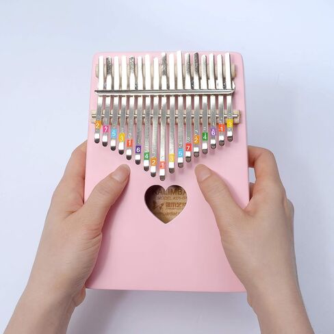 بيانو الإبهام 17 مفتاحًا Mbira African Finger Piano Kalimba يتضمن ملصقات مفاتيح هدايا للأطفال خشبية (وردية) أداة موسيقية محمولة للأطفال الصغار والبنات والأصدقاء سهلة التعلم in Saudi Arabia
