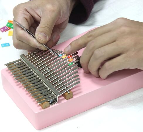 بيانو الإبهام 17 مفتاحًا Mbira African Finger Piano Kalimba يتضمن ملصقات مفاتيح هدايا للأطفال خشبية (وردية) أداة موسيقية محمولة للأطفال الصغار والبنات والأصدقاء سهلة التعلم in Saudi Arabia