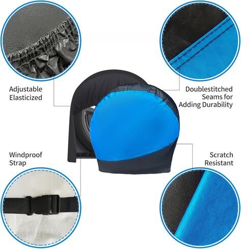 Waterproof RV Tire Covers Set of 4, Anti-UV, Snow Sun Rain Protective Wheel Covers for SUV,Trailer,Camper,Truck,Jeep (BlackBlue, Fit 24-26 Inch Tire Diameters) in Saudi Arabia