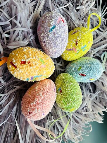 Easter Egg Ornaments and Carrot Ornaments Hanging Set Colorful Foam Easter Ornaments for Easter Basket Decor Spring Party Suppliess in Saudi Arabia