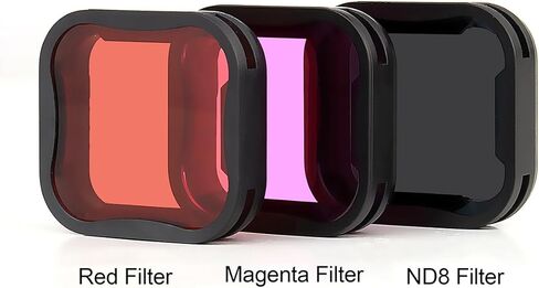 مجموعة مرشح العدسات لكاميرات GoPro Hero 5 6 7 باللون الأسود و2018 - أغطية ملونة متضمنة. ND8 لتقليل الضوء لتجنب التعرض المفرط؛ الأحمر والأرجواني لتصحيح الألوان في التصوير الفوتوغرافي تحت الماء in Kuwait