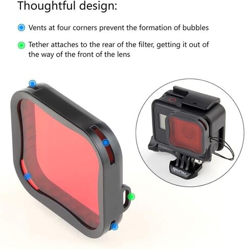 مجموعة مرشح العدسات لكاميرات GoPro Hero 5 6 7 باللون الأسود و2018 - أغطية ملونة متضمنة. ND8 لتقليل الضوء لتجنب التعرض المفرط؛ الأحمر والأرجواني لتصحيح الألوان في التصوير الفوتوغرافي تحت الماء in Kuwait