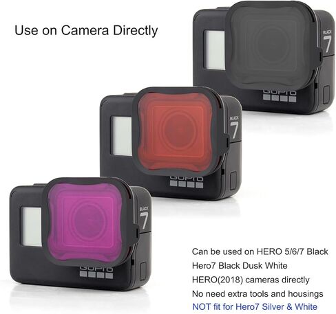 مجموعة مرشح العدسات لكاميرات GoPro Hero 5 6 7 باللون الأسود و2018 - أغطية ملونة متضمنة. ND8 لتقليل الضوء لتجنب التعرض المفرط؛ الأحمر والأرجواني لتصحيح الألوان في التصوير الفوتوغرافي تحت الماء in Kuwait