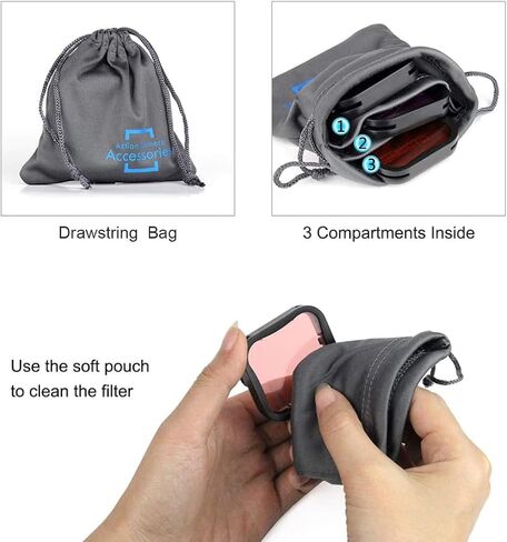 مجموعة مرشح العدسات لكاميرات GoPro Hero 5 6 7 باللون الأسود و2018 - أغطية ملونة متضمنة. ND8 لتقليل الضوء لتجنب التعرض المفرط؛ الأحمر والأرجواني لتصحيح الألوان في التصوير الفوتوغرافي تحت الماء in Kuwait