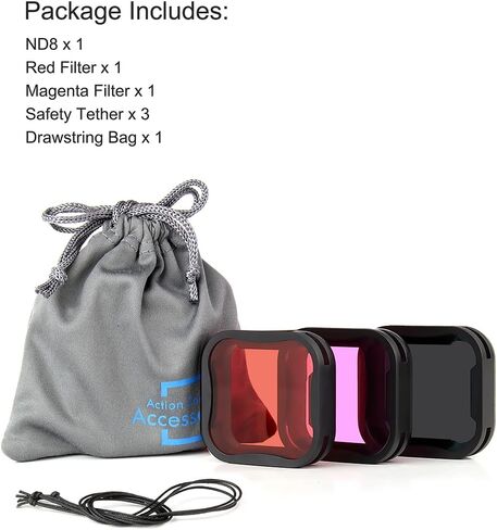 مجموعة مرشح العدسات لكاميرات GoPro Hero 5 6 7 باللون الأسود و2018 - أغطية ملونة متضمنة. ND8 لتقليل الضوء لتجنب التعرض المفرط؛ الأحمر والأرجواني لتصحيح الألوان في التصوير الفوتوغرافي تحت الماء in Kuwait