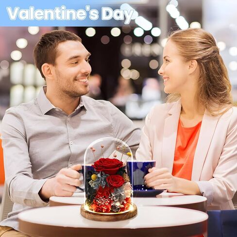 هدايا الزهور الحقيقية المحفوظة للنساء والرجال والأم والجدة والزوجة، ورود حقيقية طويلة الأمد في الزجاج مع أضواء LED لعيد الأم، وعيد الحب، وعيد الميلاد، وأعياد الميلاد، والذكرى السنوية، وعيد الشكر للزفاف in Kuwait