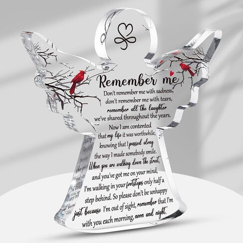 Jetec Bereavement Gift Angel Red Cardinal Acrylic Memorial Gift Sympathy Table Decor Remember Me Grieving Gift Sympathy Gift for Loss of Loved One Remembrance Decor (Angel Style,6 x 6 x 0.6 Inch) in Saudi Arabia