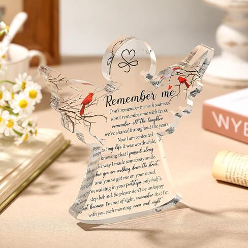 Jetec Bereavement Gift Angel Red Cardinal Acrylic Memorial Gift Sympathy Table Decor Remember Me Grieving Gift Sympathy Gift for Loss of Loved One Remembrance Decor (Angel Style,6 x 6 x 0.6 Inch) in Saudi Arabia