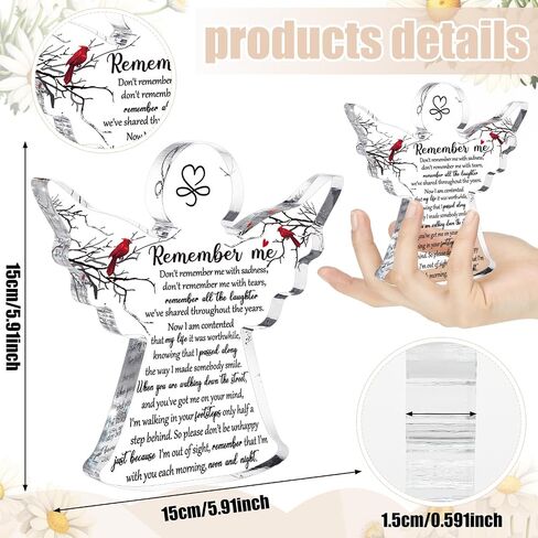 Jetec Bereavement Gift Angel Red Cardinal Acrylic Memorial Gift Sympathy Table Decor Remember Me Grieving Gift Sympathy Gift for Loss of Loved One Remembrance Decor (Angel Style,6 x 6 x 0.6 Inch) in Saudi Arabia
