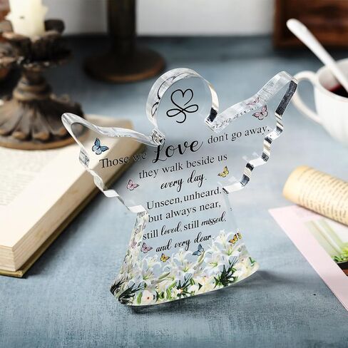 Jetec Bereavement Gift Angel Red Cardinal Acrylic Memorial Gift Sympathy Table Decor Remember Me Grieving Gift Sympathy Gift for Loss of Loved One Remembrance Decor (Angel Style,6 x 6 x 0.6 Inch) in Saudi Arabia